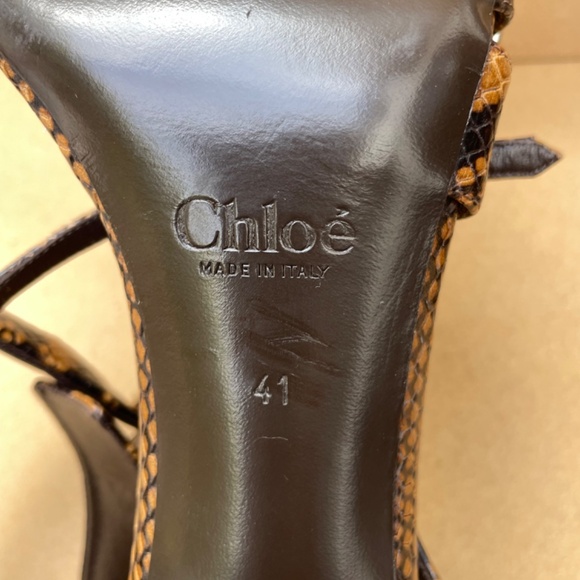 Chloe Snake Skin High Heeled Sandals - Picture 6 of 7
